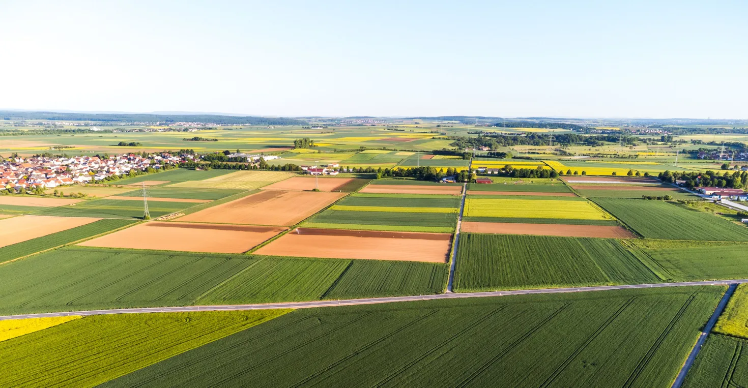 Aerial view of farmland